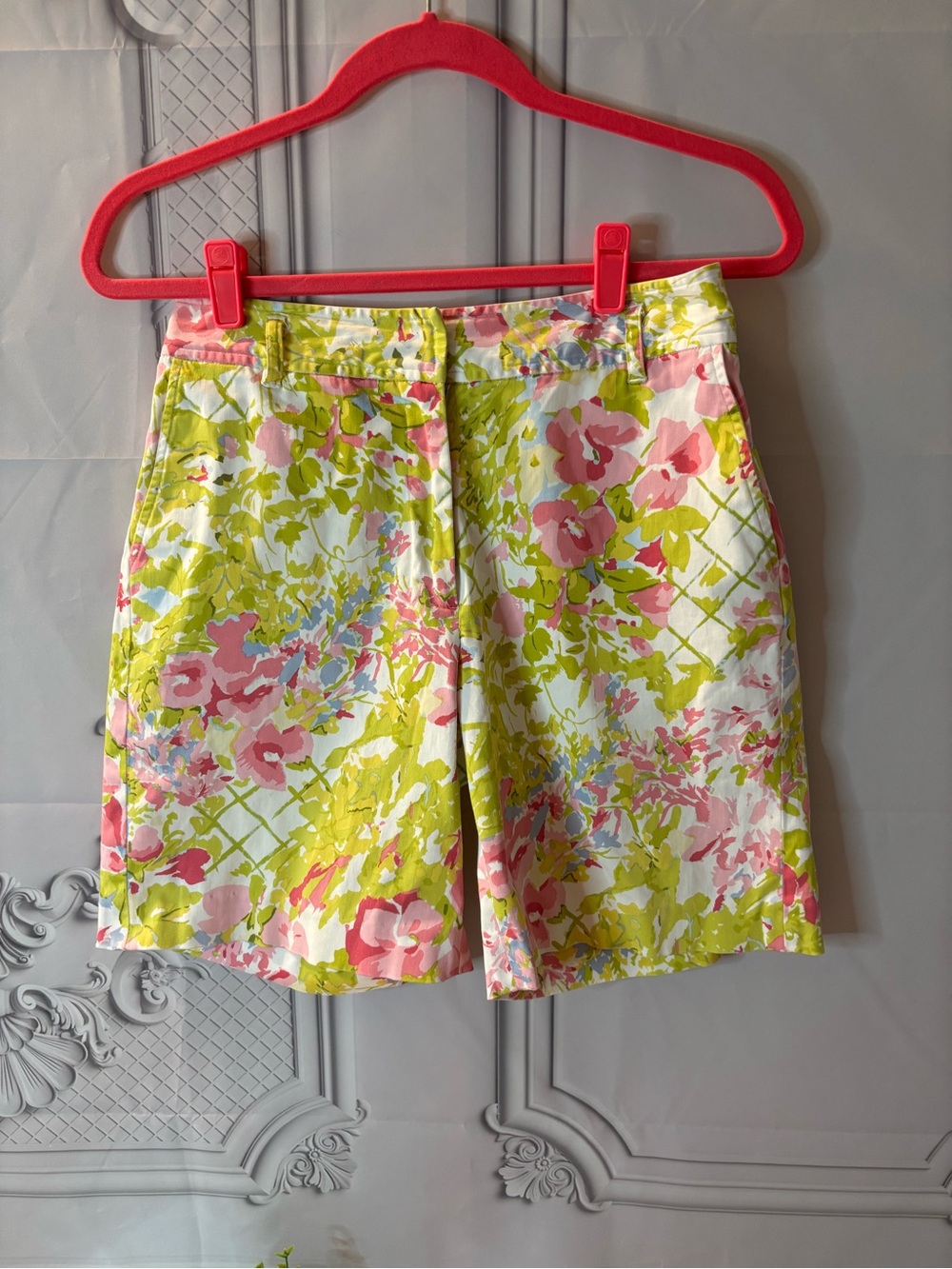 Bush Wacker Women’s Floral Print Cotton-Blend Women’s Shorts - Pink & Lime, 6